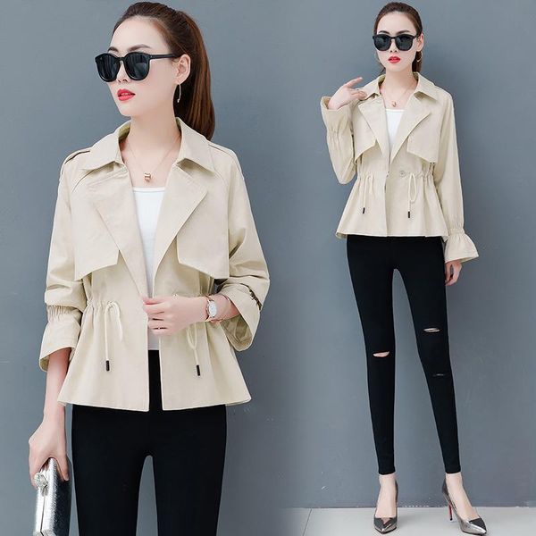 2021 spring autumn new female korean version loose wild was thin popular 3xl drawstring waist short windbreaker coat women y10, Tan;black
2021 spring autumn new female korean version loose wild was thin popular 3xl drawstring waist short windbreaker coat women y10, Tan;black