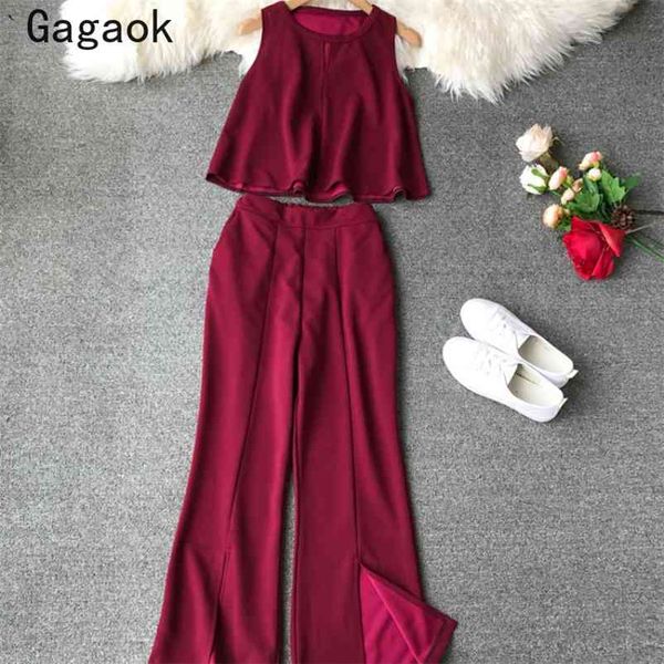 women sleeveless office lady two piece set summer o-neck solid pullover tank + elastic waist wild casual pants 210531, White
women sleeveless office lady two piece set summer o-neck solid pullover tank + elastic waist wild casual pants 210531, White
