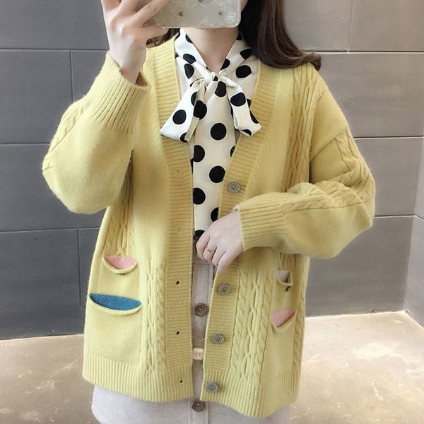 2021 new autumn women v-neck oversize knitted cardigan sweater casaco female korean style tricot coat causal crochet k403nxc, White;black
2021 new autumn women v-neck oversize knitted cardigan sweater casaco female korean style tricot coat causal crochet k403nxc, White;black