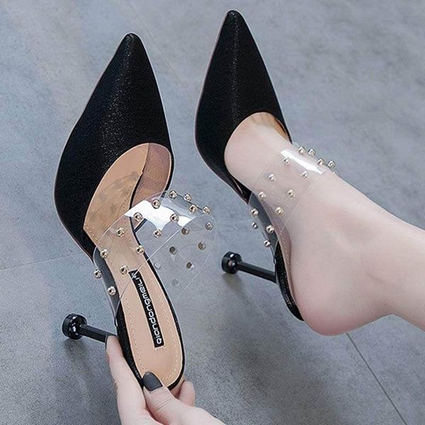 2021 summer new sandals women's wind baotou all-match semi-drag stiletto french pointed toe women's shoes net red high heels, Black
2021 summer new sandals women's wind baotou all-match semi-drag stiletto french pointed toe women's shoes net red high heels, Black