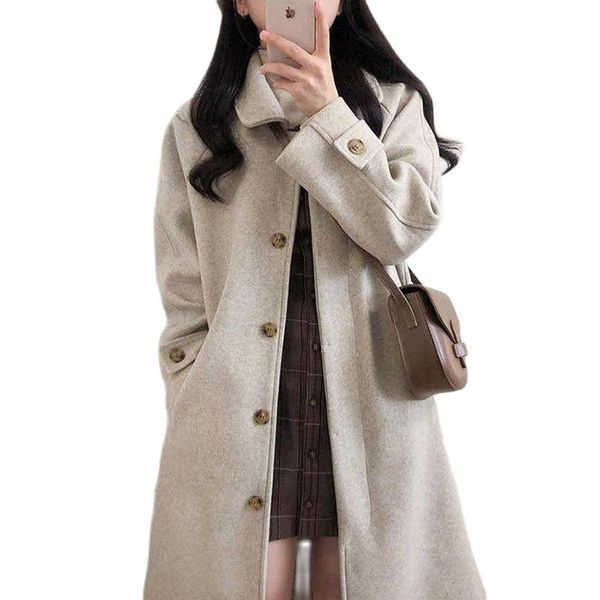 women's wool & blends elegant middle length woolen coat spring autumn single-breasted lended overcoat thick winter jacket female 2021, Black
women's wool & blends elegant middle length woolen coat spring autumn single-breasted lended overcoat thick winter jacket female 2021, Black