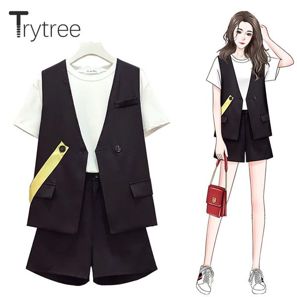 women's tracksuits trytree summer women three piece set casual suit vest + white t-shirt elastic waist shorts pockets office lady 3, Gray
women's tracksuits trytree summer women three piece set casual suit vest + white t-shirt elastic waist shorts pockets office lady 3, Gray
