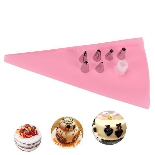 baking & pastry tools 8pcs/set silicone kitchen accessories icing piping cream bag + 6 stainless steel nozzle set diy cake decorating tips
baking & pastry tools 8pcs/set silicone kitchen accessories icing piping cream bag + 6 stainless steel nozzle set diy cake decorating tips