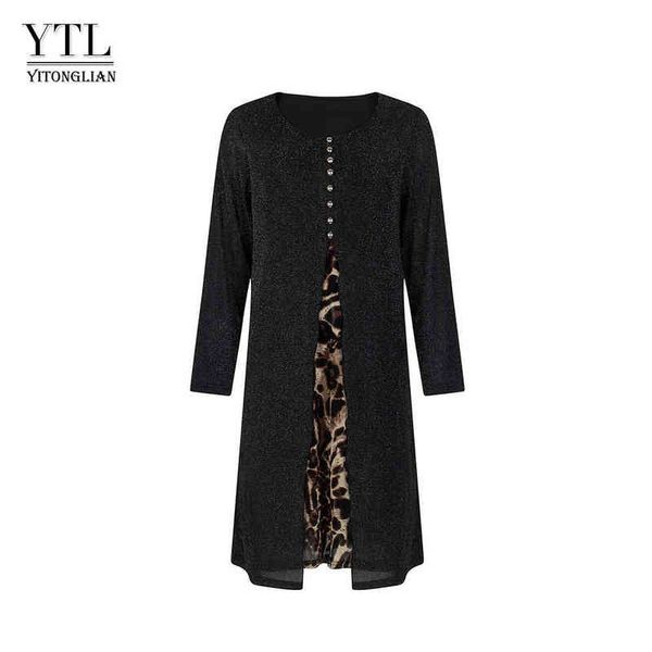 ytl o-neck fake 2 pieces long sleeve dress leopard patchwork silver thread shining knitting elegant female dresses w018 g1214, Black;gray
ytl o-neck fake 2 pieces long sleeve dress leopard patchwork silver thread shining knitting elegant female dresses w018 g1214, Black;gray
