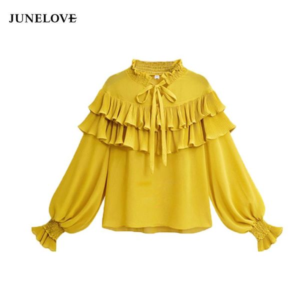 women's blouses & shirts junelove 2021 spring chiffon shirt blouse women casual lace up ruffles female plus size ladies blusas, White
women's blouses & shirts junelove 2021 spring chiffon shirt blouse women casual lace up ruffles female plus size ladies blusas, White