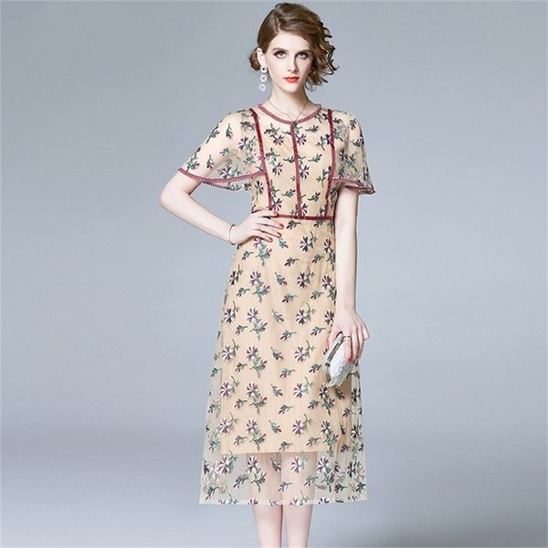 women summer dress runway fashion vintage floral embroidery mesh overlay elegant party long dresses vestidos 210603, Black;gray
women summer dress runway fashion vintage floral embroidery mesh overlay elegant party long dresses vestidos 210603, Black;gray