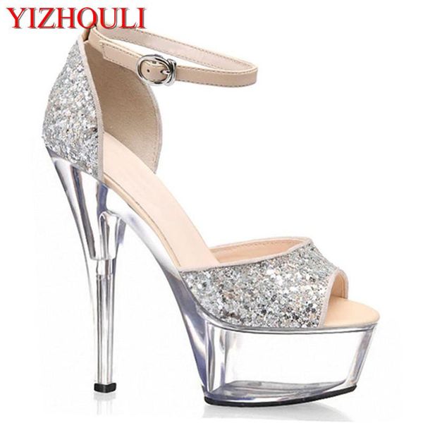 6 inch clubbing high heels 15cm platform sparkling glitter silver wedding shoes ankle strap crystal sandals, Black
6 inch clubbing high heels 15cm platform sparkling glitter silver wedding shoes ankle strap crystal sandals, Black