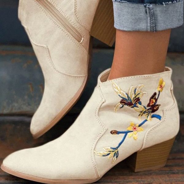 monerffi ankle boots women short boots embroider flower pattern zipper women solid color chunky heel bota feminina n2rf#, Black
monerffi ankle boots women short boots embroider flower pattern zipper women solid color chunky heel bota feminina n2rf#, Black