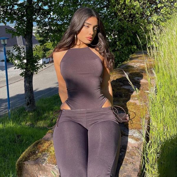 sleeveless backless bodycon solid bandage womens pants bodysuit set summer fashion streetwear outfits y2k robe, White
sleeveless backless bodycon solid bandage womens pants bodysuit set summer fashion streetwear outfits y2k robe, White