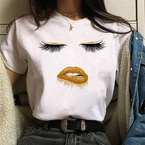 gold eyelashes lips t-shirt women t shirt beauty 90s aesthetic tshirt harajuku female t-shirt women kawaii tee drop shipping, White
gold eyelashes lips t-shirt women t shirt beauty 90s aesthetic tshirt harajuku female t-shirt women kawaii tee drop shipping, White