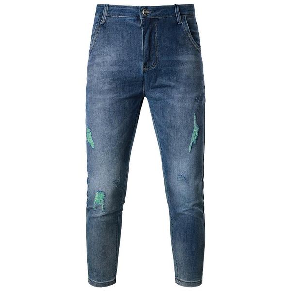 men's jeans autumn fashion elastic washed denim pants, Blue
men's jeans autumn fashion elastic washed denim pants, Blue