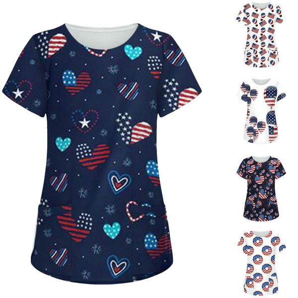 women's t-shirt 2021 summer fashion shirt women short sleeve working uniform independence day printed pocket female ropa mujer, White
women's t-shirt 2021 summer fashion shirt women short sleeve working uniform independence day printed pocket female ropa mujer, White