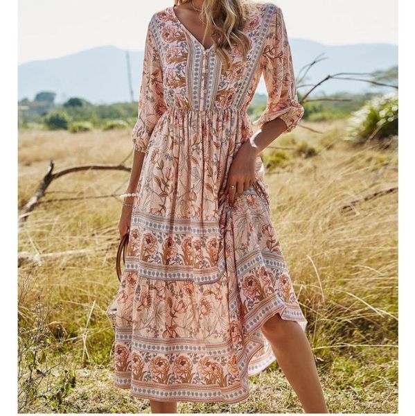 casual dresses elegant floral high waist a-line dress women summer bohemian beach long holiday 3/4 sleeve round collar flared midi, Black;gray
casual dresses elegant floral high waist a-line dress women summer bohemian beach long holiday 3/4 sleeve round collar flared midi, Black;gray