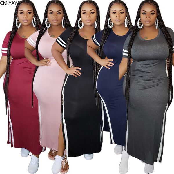plus size xl-5xl summer long maxi dress women striped open fork o-neck night club party bandage street dresses vestidos gl1148 210302, Black;gray
plus size xl-5xl summer long maxi dress women striped open fork o-neck night club party bandage street dresses vestidos gl1148 210302, Black;gray