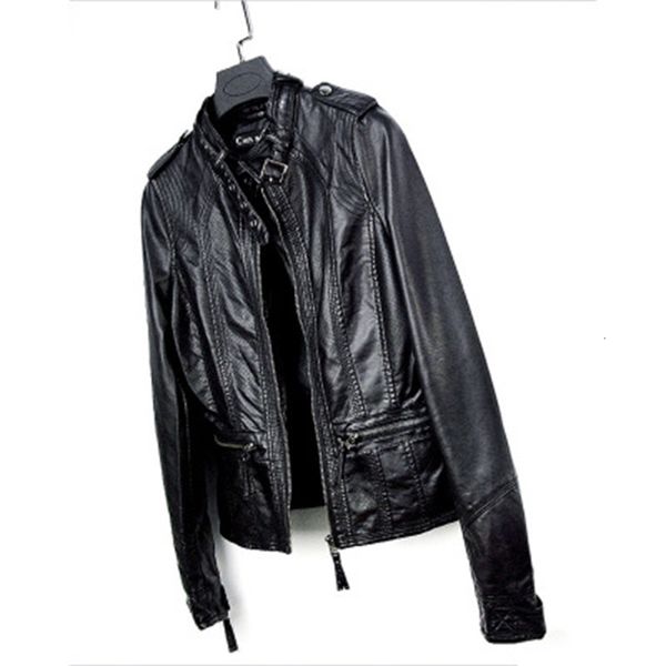 spring and autumn womenpuleather women's short slim slimming large size stand collar jacket coat wild 2hbb, Black
spring and autumn womenpuleather women's short slim slimming large size stand collar jacket coat wild 2hbb, Black
