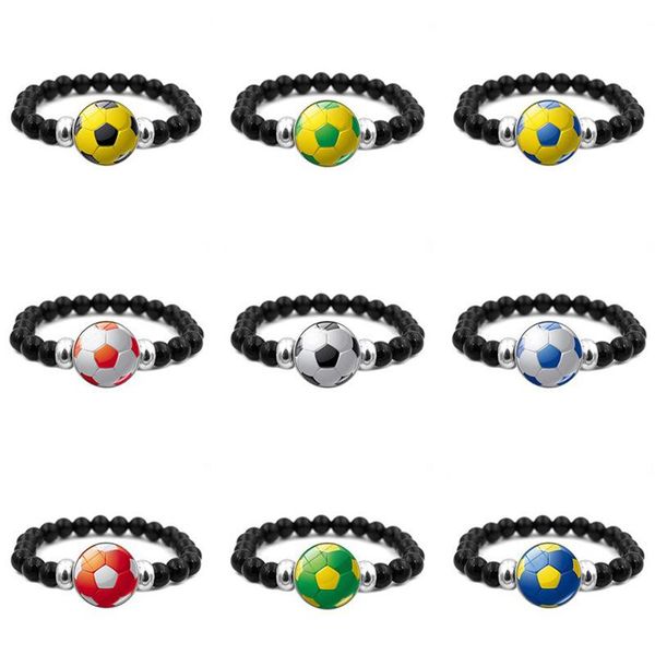 charm bracelets football pattern bracelet black beaded button link elasticity adjustable handmade jewelry for women girls men, Golden;silver
charm bracelets football pattern bracelet black beaded button link elasticity adjustable handmade jewelry for women girls men, Golden;silver