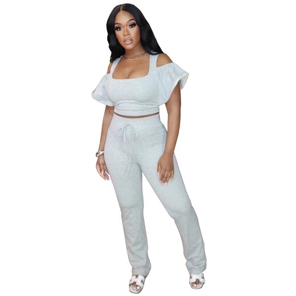 solid color two piece outfits women sets clothes off shoulder trendy chic t-shirt skinny pants trousers fashion streetwear 210525, White
solid color two piece outfits women sets clothes off shoulder trendy chic t-shirt skinny pants trousers fashion streetwear 210525, White