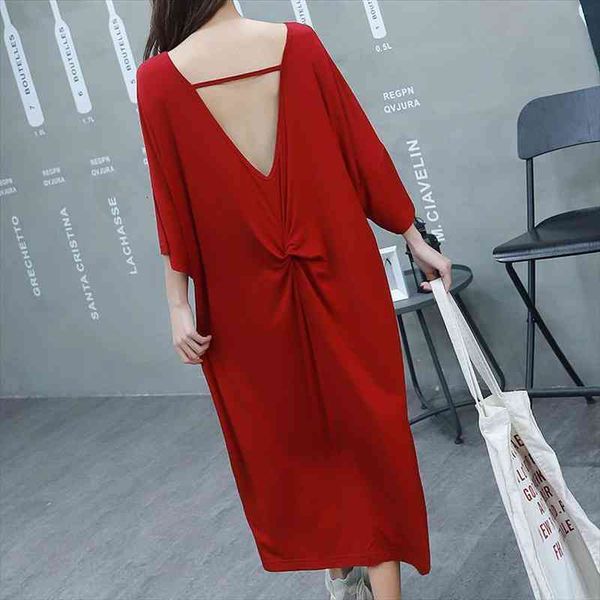 summer women sleepdress female loose dress backless short-sleeved nightdress both for outside wear, Black;red
summer women sleepdress female loose dress backless short-sleeved nightdress both for outside wear, Black;red