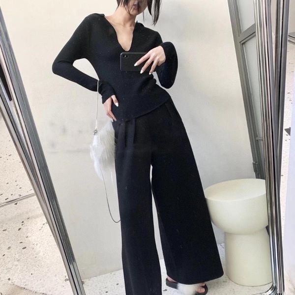 women's two piece pants 2021 spring women wool knitted sweater jumpers with wide leg female casual trouse sets gdnz 3.09, White
women's two piece pants 2021 spring women wool knitted sweater jumpers with wide leg female casual trouse sets gdnz 3.09, White
