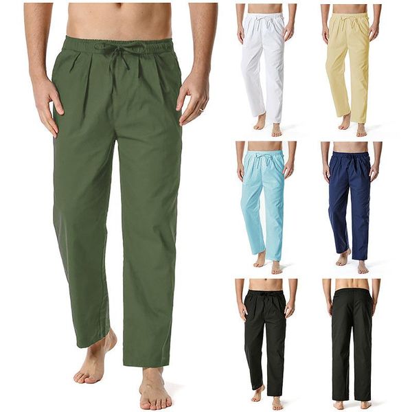 men's pants cotton linen loose casual lightweight elastic waist yoga home joggers men, Black
men's pants cotton linen loose casual lightweight elastic waist yoga home joggers men, Black