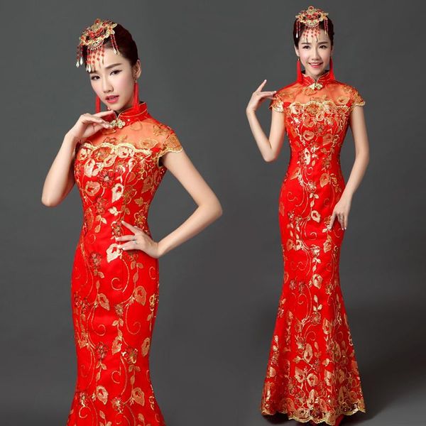 red wedding party cheongsam oriental evening dress chinese traditional womens elegant qipao lace long robe retro vestido
red wedding party cheongsam oriental evening dress chinese traditional womens elegant qipao lace long robe retro vestido