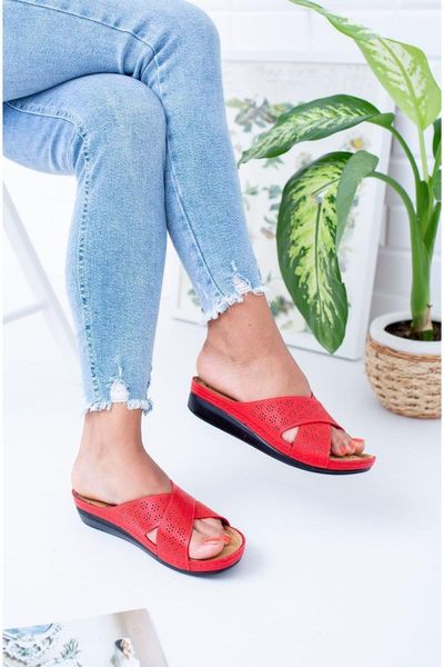 slippers women's red cross band, Black
