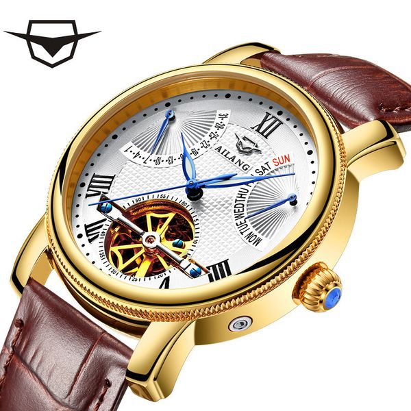 ai lang multifunctional automatic mechanical watch hollow fashion trend waterproof men's watch, Slivery;brown
ai lang multifunctional automatic mechanical watch hollow fashion trend waterproof men's watch, Slivery;brown