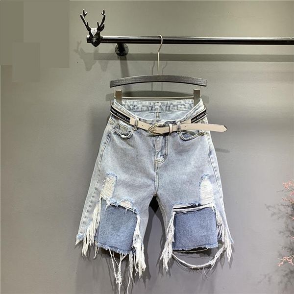 high waist denim streetwear hole women short tassel jeans for summer casual pants plus size, White;black
high waist denim streetwear hole women short tassel jeans for summer casual pants plus size, White;black