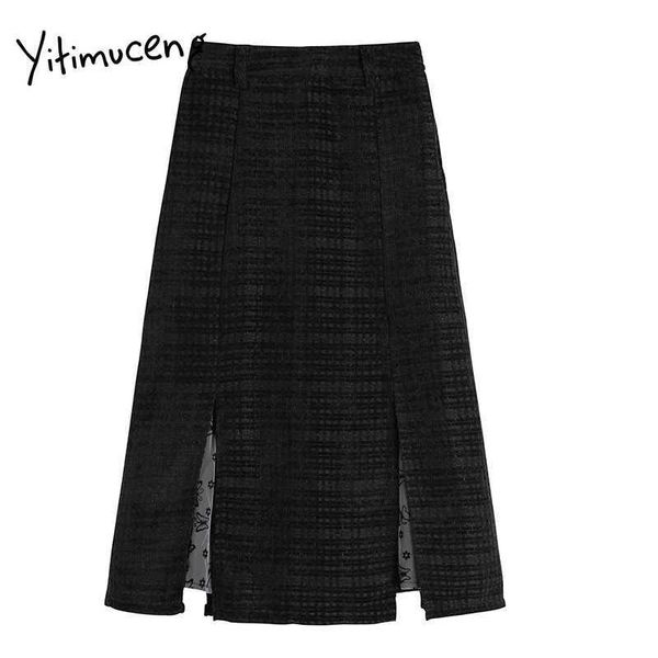 yitimuceng vintage plaid skirt women slit high waist a-line black clothing spring summer korean fashion mini skirts 210601
yitimuceng vintage plaid skirt women slit high waist a-line black clothing spring summer korean fashion mini skirts 210601