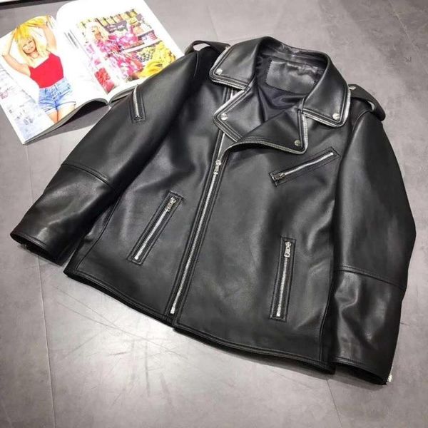 women's leather & faux coat genuine spring women 2021 arrival real sheepsin coats black color short clothes turn-down collar 
women's leather & faux coat genuine spring women 2021 arrival real sheepsin coats black color short clothes turn-down collar