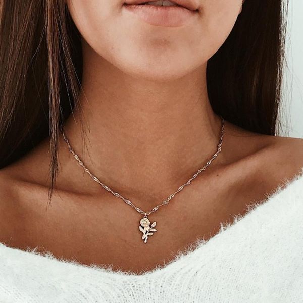 charming gold color rose pendant necklace for women elegant wedding party clavicle chain jewelry romantic valentine's day gifts, Silver
charming gold color rose pendant necklace for women elegant wedding party clavicle chain jewelry romantic valentine's day gifts, Silver