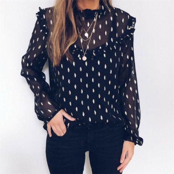 women boho beachb autumn chiffon blouse elegant polka dot ruffles ladies blouse long sleeve playa blusas femininas elegant, White
women boho beachb autumn chiffon blouse elegant polka dot ruffles ladies blouse long sleeve playa blusas femininas elegant, White