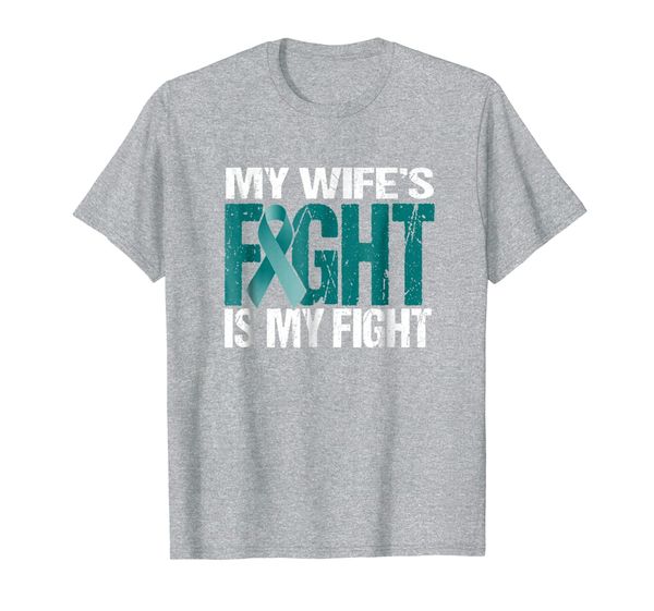 mens ovarian cancer shirt my wife's fight is my fight awareness, White;black