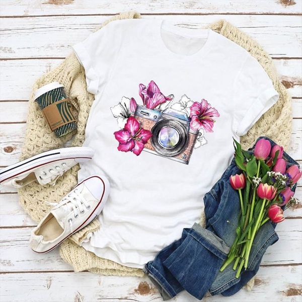 graphic flower camera vintage women t shirts fashion print summer clothes womens clothing tee female, White
graphic flower camera vintage women t shirts fashion print summer clothes womens clothing tee female, White