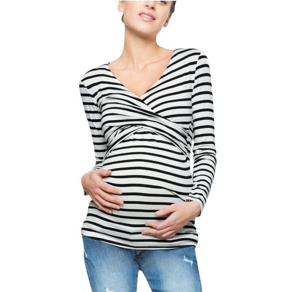 maternity & tees ladies pregnancy shirt women blouse and for breastfeeding stripe long sleeve casual v-neck moda gestante, White
maternity & tees ladies pregnancy shirt women blouse and for breastfeeding stripe long sleeve casual v-neck moda gestante, White