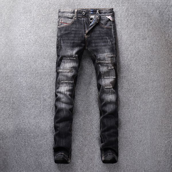 italian fashion skinny black ripped men's designer punk pants streetwear hip jeans h27h, Blue
italian fashion skinny black ripped men's designer punk pants streetwear hip jeans h27h, Blue