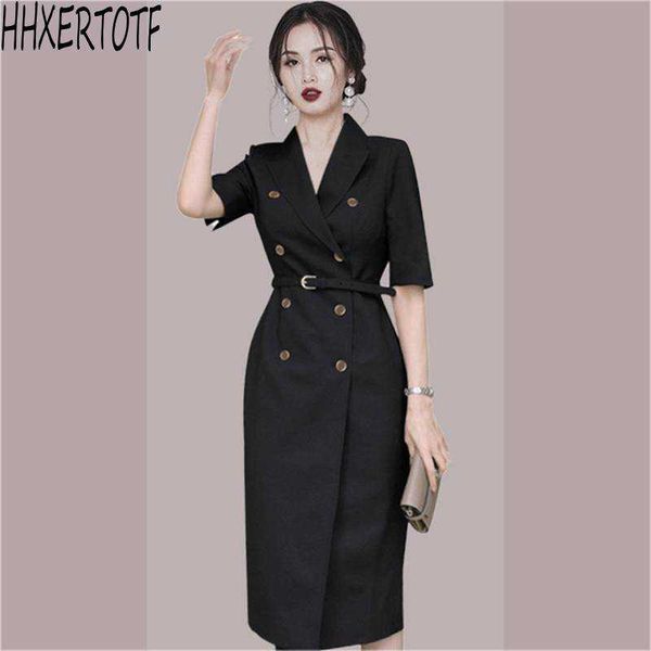 summer korean fashion elegant women ol double breasted pencil dress sheath dresses vestidos 210531, Black;gray
summer korean fashion elegant women ol double breasted pencil dress sheath dresses vestidos 210531, Black;gray