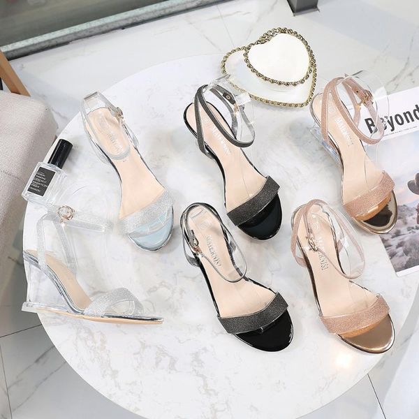 sandals sweet party office pumps shoes open toe sequins ankle straps women high heels summer pvc transparent wedges ladies, Black
sandals sweet party office pumps shoes open toe sequins ankle straps women high heels summer pvc transparent wedges ladies, Black