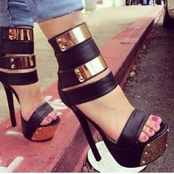 sandals high heeled bag heel peep toe female roman metal rivet waterproof platform shoes, Black
sandals high heeled bag heel peep toe female roman metal rivet waterproof platform shoes, Black