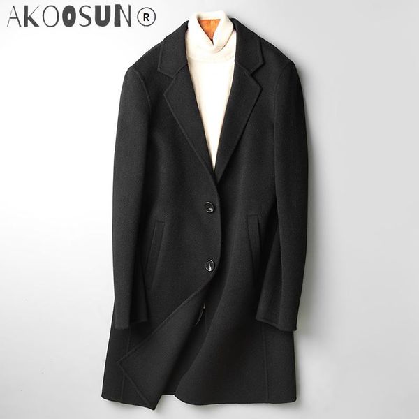 men's wool & blends akoosun spring autumn 100% coat men long jacket korean fashion mens coats and jackets erkek mont 2021 b19n007096a k, Black
men's wool & blends akoosun spring autumn 100% coat men long jacket korean fashion mens coats and jackets erkek mont 2021 b19n007096a k, Black