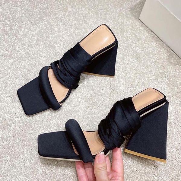 sandals fashion gladiator women summer silk square toe ladies shoes ankle strap lace up strange triangle heels, Black
sandals fashion gladiator women summer silk square toe ladies shoes ankle strap lace up strange triangle heels, Black