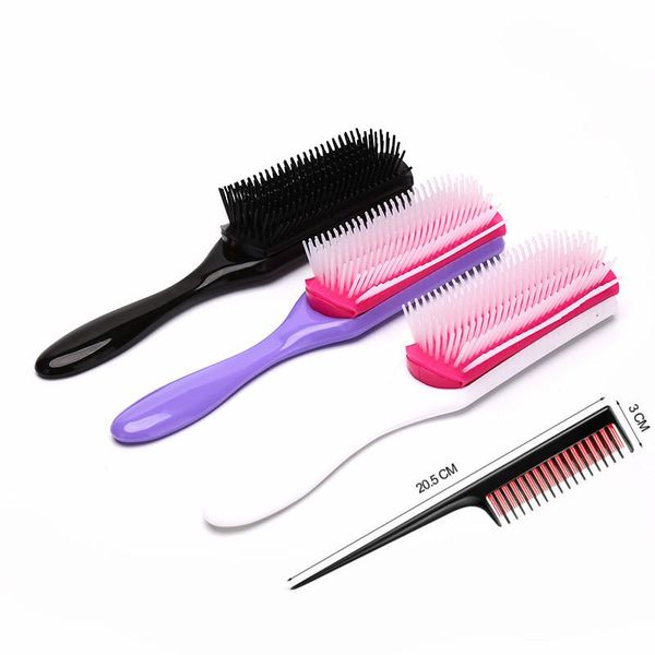 hair brushes comb 9-row detangling brush rat tail styling hairbrush straight curly wet scalp massage women, Silver
hair brushes comb 9-row detangling brush rat tail styling hairbrush straight curly wet scalp massage women, Silver