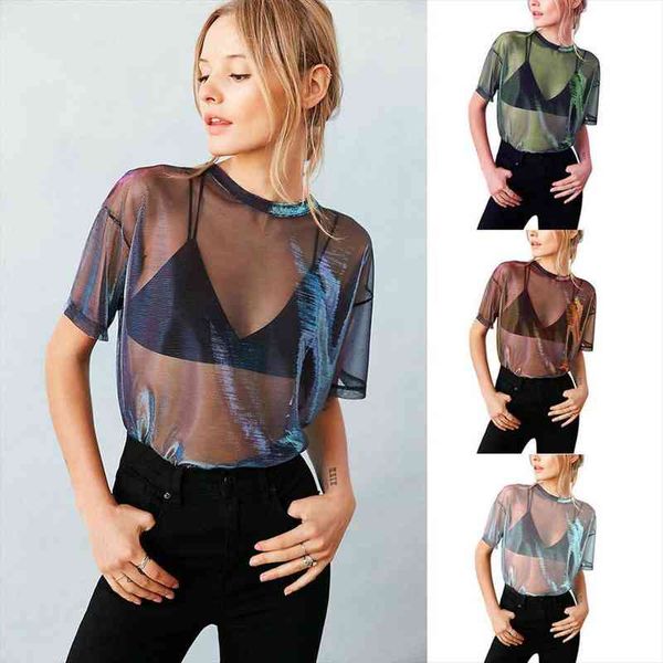 fashion women summer mesh net short sleeves blouses transparent blouse party club wear, White
fashion women summer mesh net short sleeves blouses transparent blouse party club wear, White