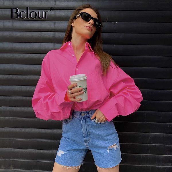 bclout streetwear pink oversize blouse woman office autumn button up shirt female turn down collar tunic pocket summer 210709, White
bclout streetwear pink oversize blouse woman office autumn button up shirt female turn down collar tunic pocket summer 210709, White