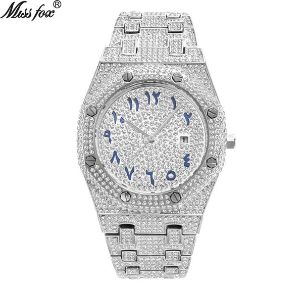 missfox watch brand hip hop high end full diamond waterproof calendar men's watch, Slivery;brown
missfox watch brand hip hop high end full diamond waterproof calendar men's watch, Slivery;brown