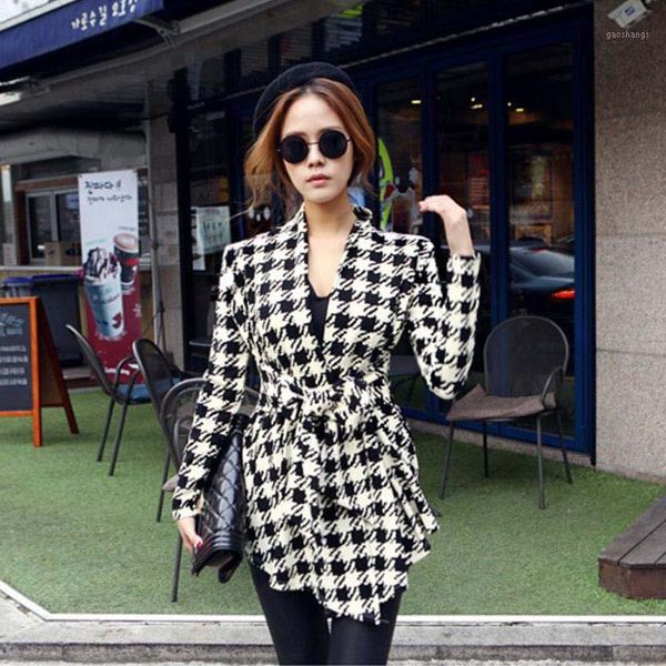 women's jackets korean summer style belt womens jacket casaco feminino chaquetas mujer houndstooth pattern thin sweaters1, Black;brown
women's jackets korean summer style belt womens jacket casaco feminino chaquetas mujer houndstooth pattern thin sweaters1, Black;brown