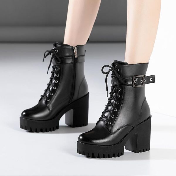 boots 2021 motorcycle women's winter autumn soft microfiber leather shoes black female lace up platforms women high heels q0000
boots 2021 motorcycle women's winter autumn soft microfiber leather shoes black female lace up platforms women high heels q0000