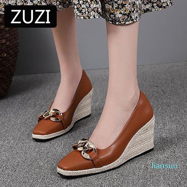 sandals metal button artificial leather wedges shoes women's shallow mouth espadrilles spring autumn, Black
sandals metal button artificial leather wedges shoes women's shallow mouth espadrilles spring autumn, Black