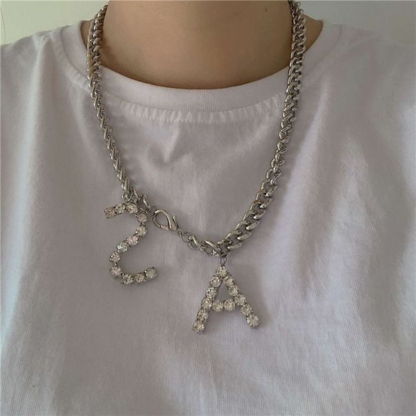 hbp cool wind thick letter inlaid diamond wide necklace exaggerated personality net red clavicle chain female fashion, Silver
hbp cool wind thick letter inlaid diamond wide necklace exaggerated personality net red clavicle chain female fashion, Silver