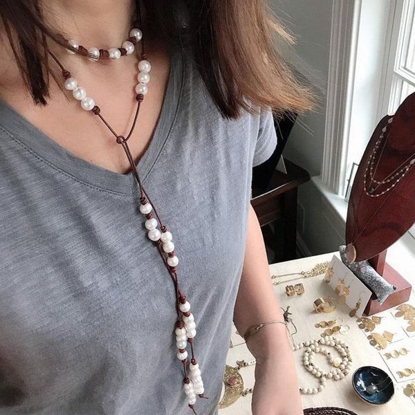 chokers pearls lariat ,natural and leather knotted necklace,handmade necklace, Golden;silver
chokers pearls lariat ,natural and leather knotted necklace,handmade necklace, Golden;silver